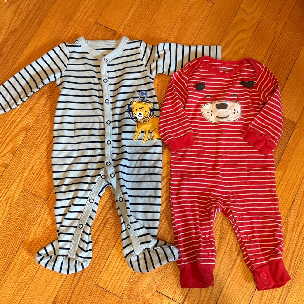 Striped Blue and Red Kids One Piece Set